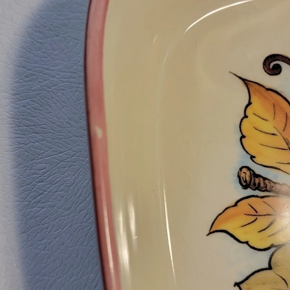 Sur La Table Beige Dishwasher Safe Fall Floral Casserole Serving Plate